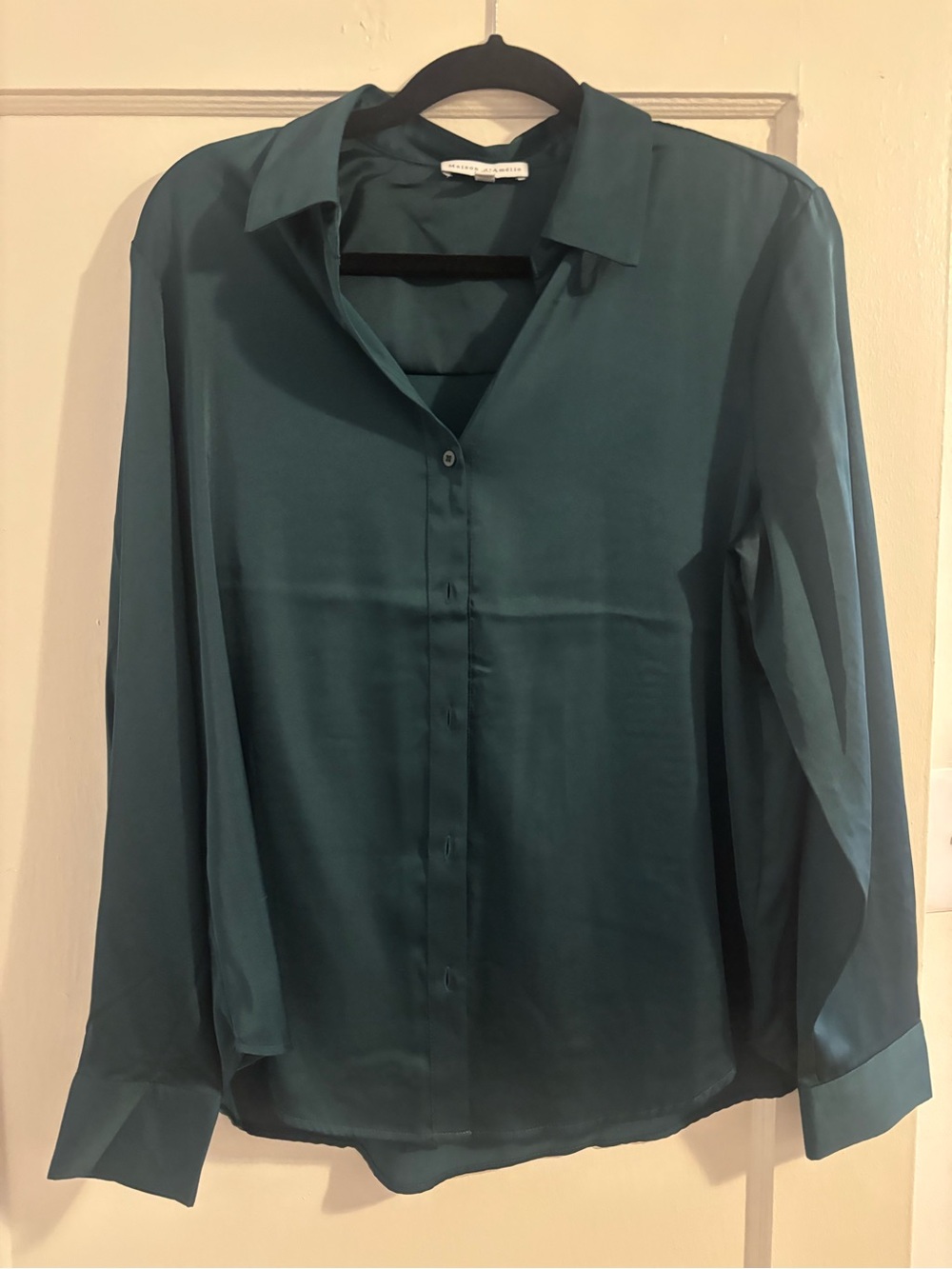 Silky Teal Button-Down Blouse - Women's Long Sleeve